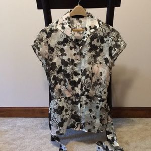 Lafayette 148 New York Pattern Linen Blouse size 2